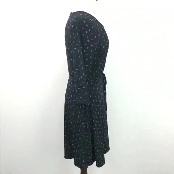 Ann Taylor black with  white and tan circle print dress sz 4 - Picture 4 of 9